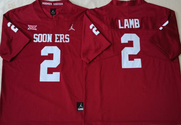 Men Oklahoma Sooners #2 Lamb Red 2025 NCAA Jersey
